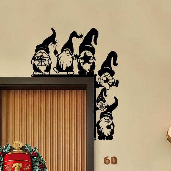 Юшэн Рождественский гном Украшение дверного проема Железо Безликий гном Угловая табличка на дверь Полый эльф Накладка-сидушка на край входной двери