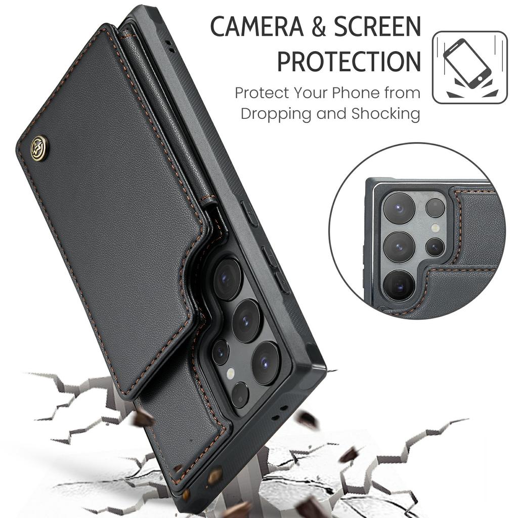 For Samsung Galaxy S24 Ultra Phone Case CASEME C22 Leather Back Cover with RFID Blocking Card Slots
