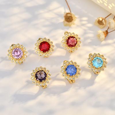 Серьги-вкладыши Sun Flower с медной инкрустацией из циркония, универсальные ювелирные изделия с бриллиантами для женщин