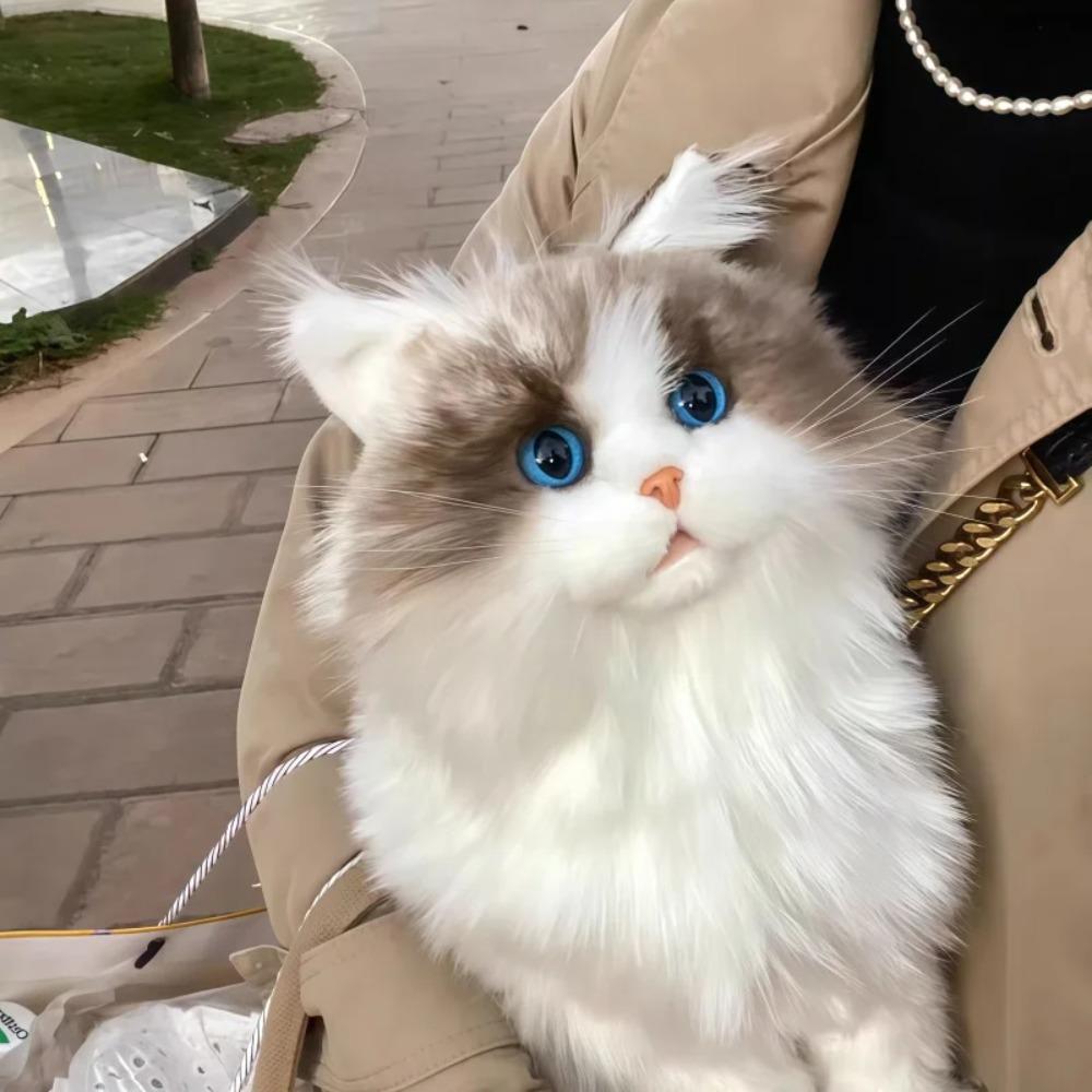 Реалистичная плюшевая игрушка кошка Мягкая имитация куклы-кошки Детский подарок Компаньон для пожилых Любовь Милый питомец Моделирующая кукла