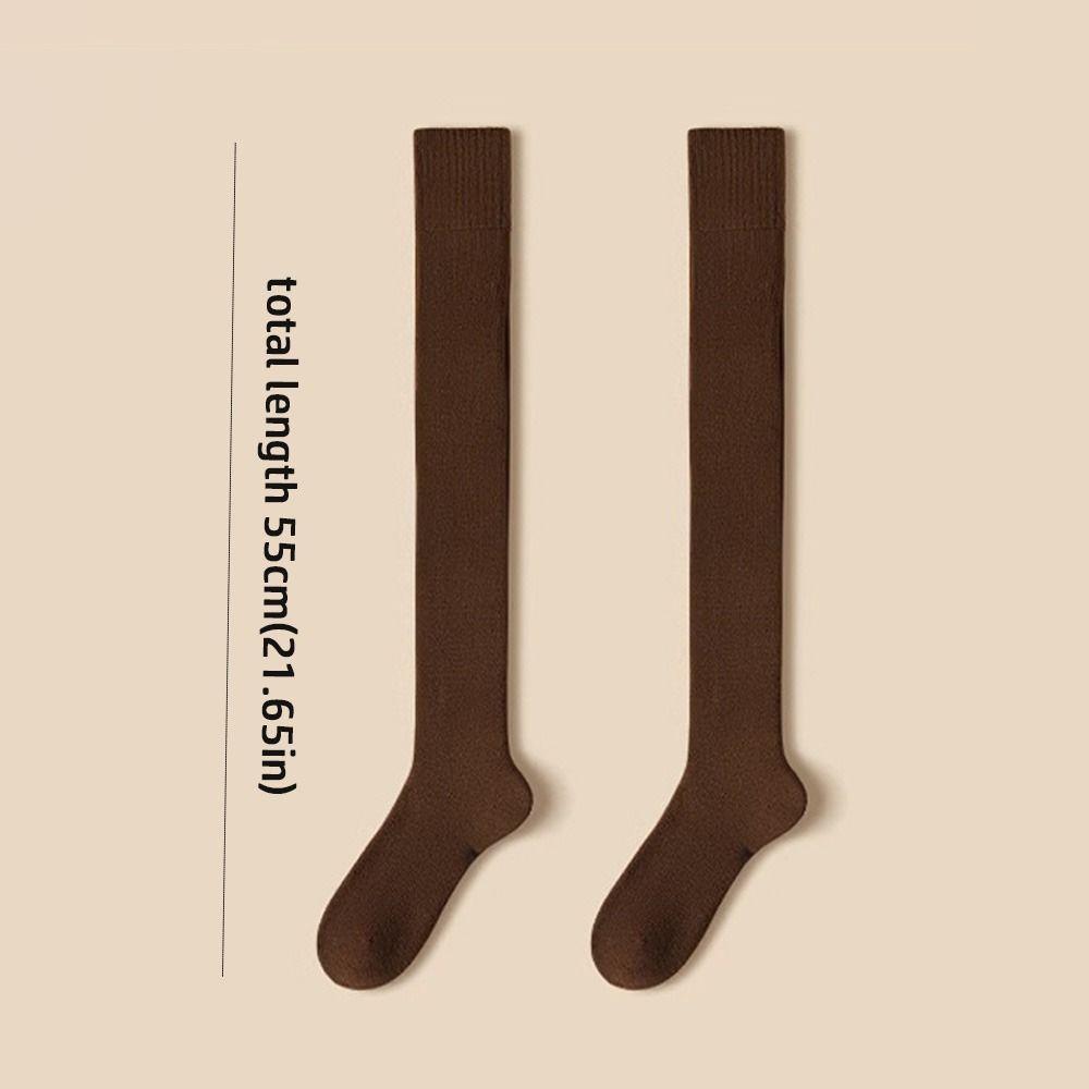 1 Pair Solid Color Women's Socks Thicken Over-Knee Socks Warm Thick Stockings Autumn and Winter