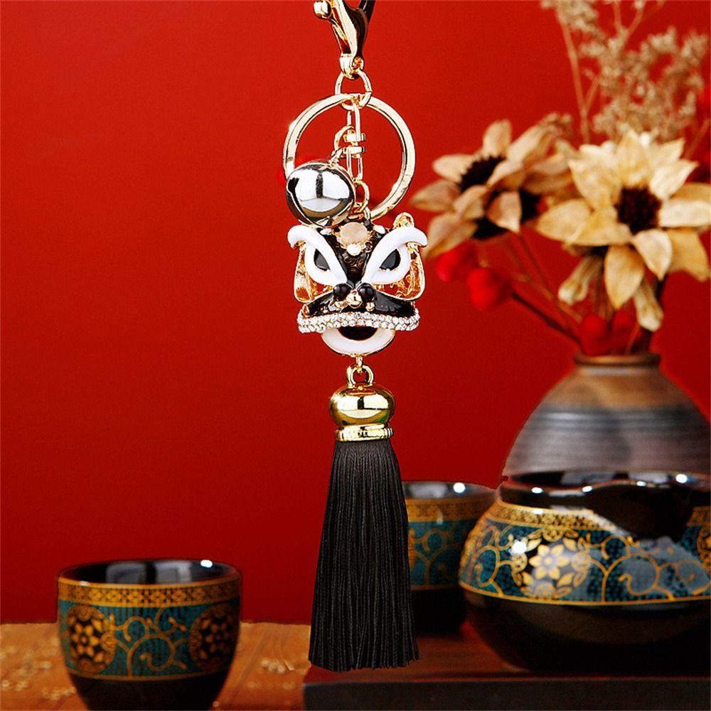 Ancient Mascot Lion Wake Keychain Chinese Style Lion Dance Keychain   Women Bags Holder