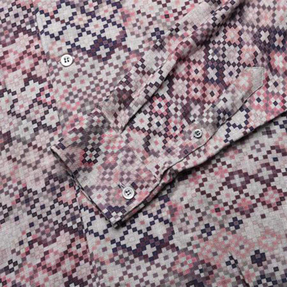 Emporio Armani FW22 Рубашка с длинным рукавом с принтом «Мозаика» Мужские рубашки Серый Розовый H31FA1-C114C-037