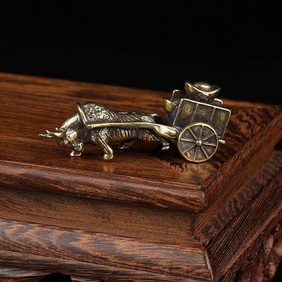Ретро орнамент бык тянуть автомобильные фигурки из чистой меди китайский народный фэн-шуй ремесла украшение дома