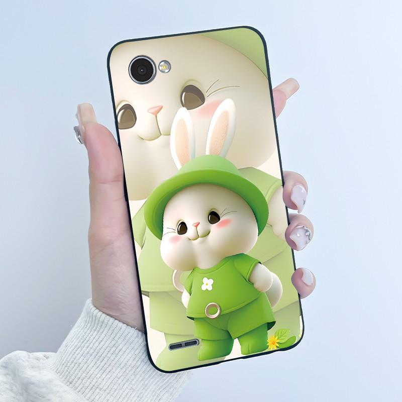 For LG Q6 Q6 Plus Q6a Case Luxury Cute Love Rabbit Funny Soft Silicone Black TPU Protective Cover LG q6 X600L X600K Phone Casing