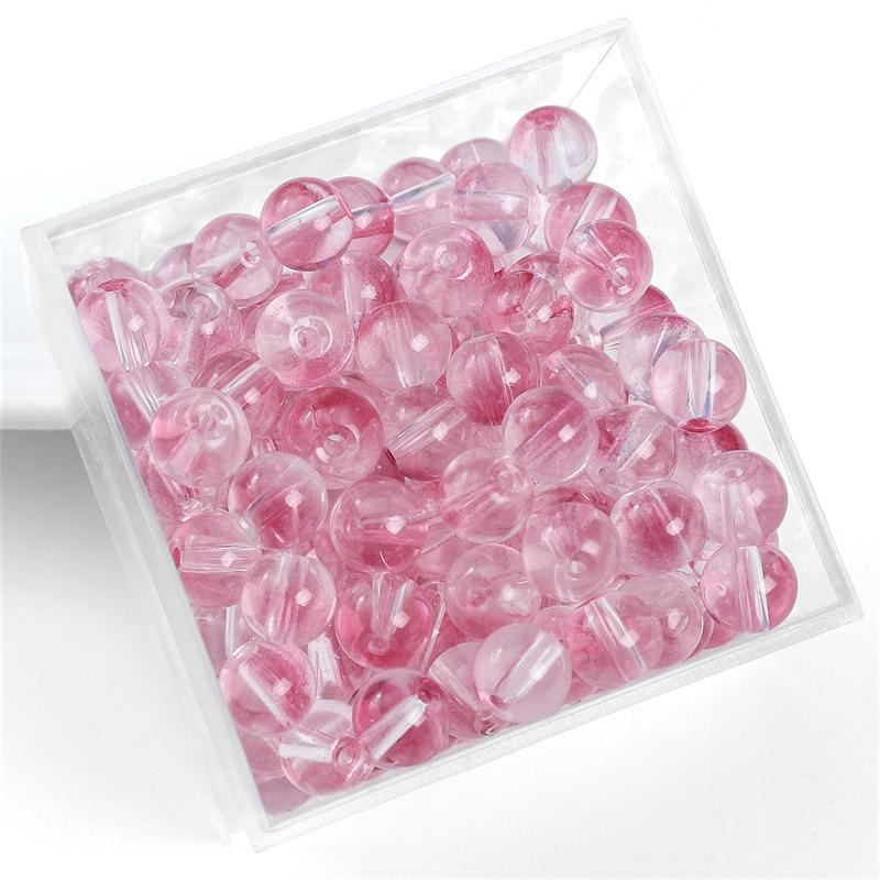 Комплект браслетов из бисера Summer Jelly Gold Glitter: Двойные стеклянные круглые бусины и полусахарные пузырчатые бусины