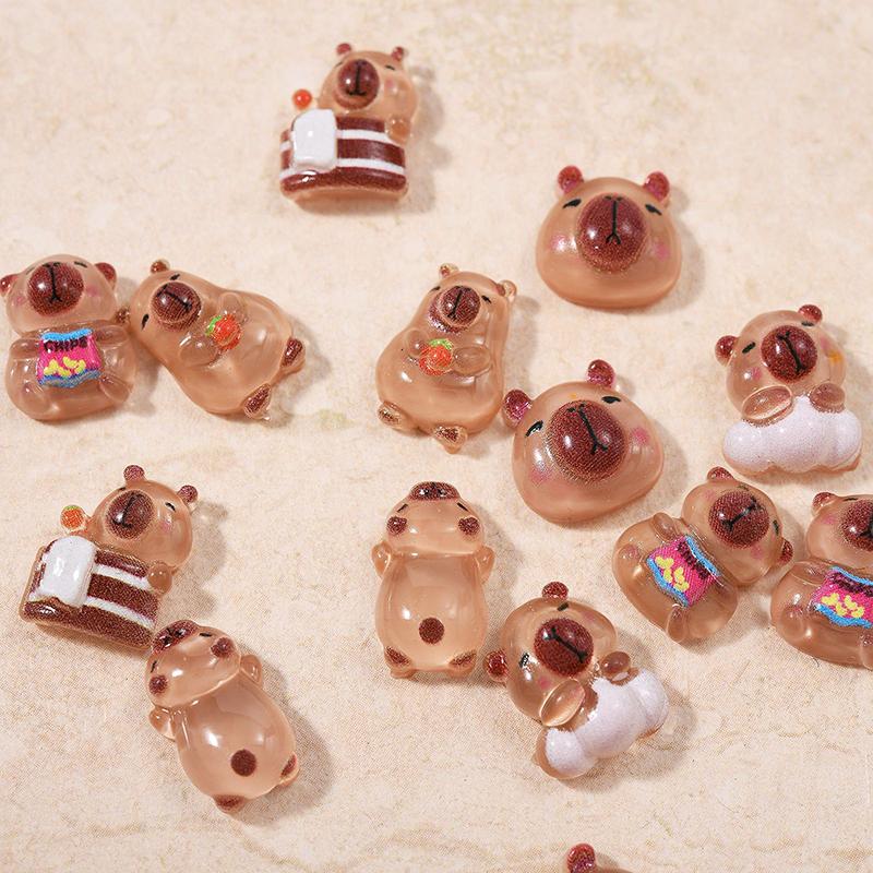 Cute Capybara Nail Patches Diy Resin Nail Jewelry Accessories Cartoon Nail Sticker Decoration Ornament Manicure For Girls Gift