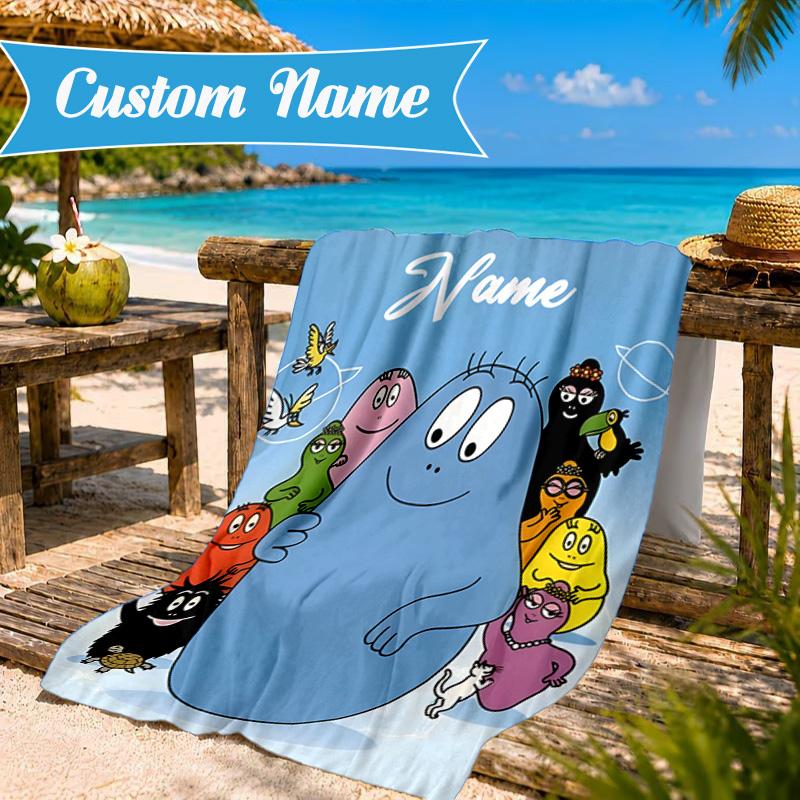 Custom Name Music Barba Adventure Heart In Space Adventure Microfiber Beach Towel, Lightweight for Summer Travel, Swimming Pool Fan Gift