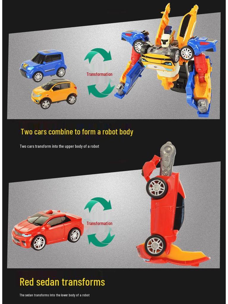 Корейские трансформирующиеся братья Тобот: Тройная Комбинация 3 Штуки - Образовательная Аниме-Игрушка Машина-Робот для Детей