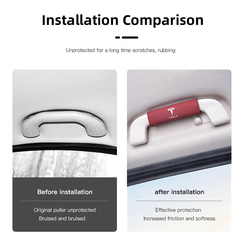 UBFMQ1 Car Interior Handle Protection Cover Roof Pull Gloves For Tesla Coil Bonina Model 3 Y Highland S X Cybertruck Juguete Roadster