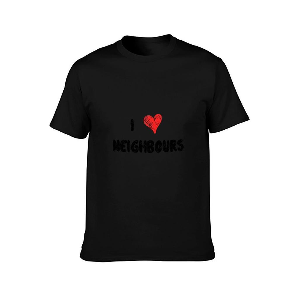I Love Neighbours TShirt Simple Solid Color Crew Neck Tee