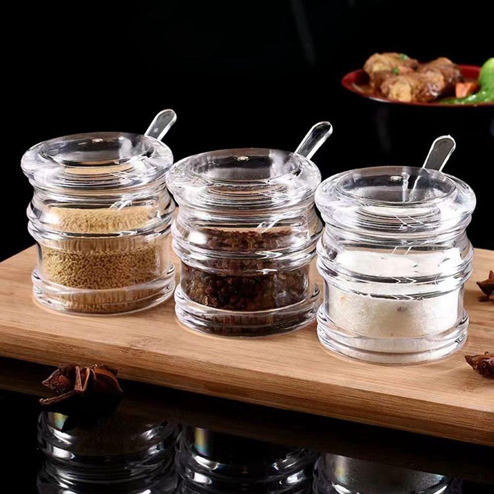 Anti-slip Bowl Sugar Transparent Sugar Pots Multifunctional Acrylic Seasoning Jar for Kitchen