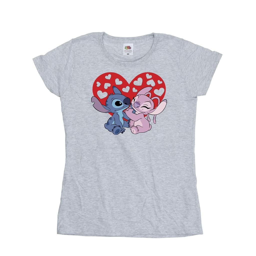 Disney Womens/Ladies Lilo & Stitch Hearts Cotton T-Shirt