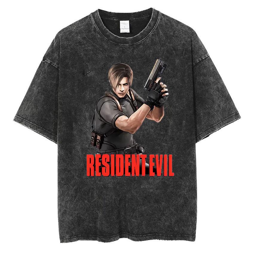 Vintage Washed Leon S Kennedy Resident Evil 4 T-Shirt Men And Women