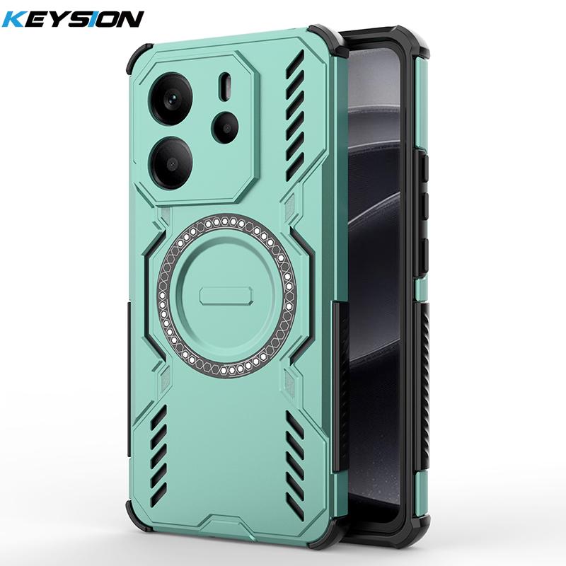 KEYSION Полый чехол с защитой от перегрева для Redmi Note 14 4G/5G - Силикон + ПК с магнитной совместимостью и защитой-подушкой безопасности
