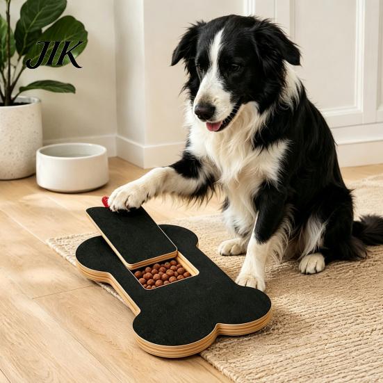 Dog Nail Maintenance Tool Scratch Board with Treat Box, Wooden File Board, Bone Pet Grinder Alternative Shaped Pad, for Large Medium Small Dogs