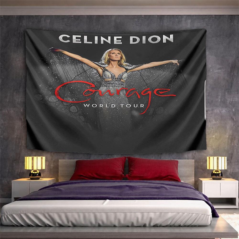 Гобелен на стену, настенное панно, плакат с концерта Celine Dion Courage Tour, Декор для спальни, комнаты в общежитии