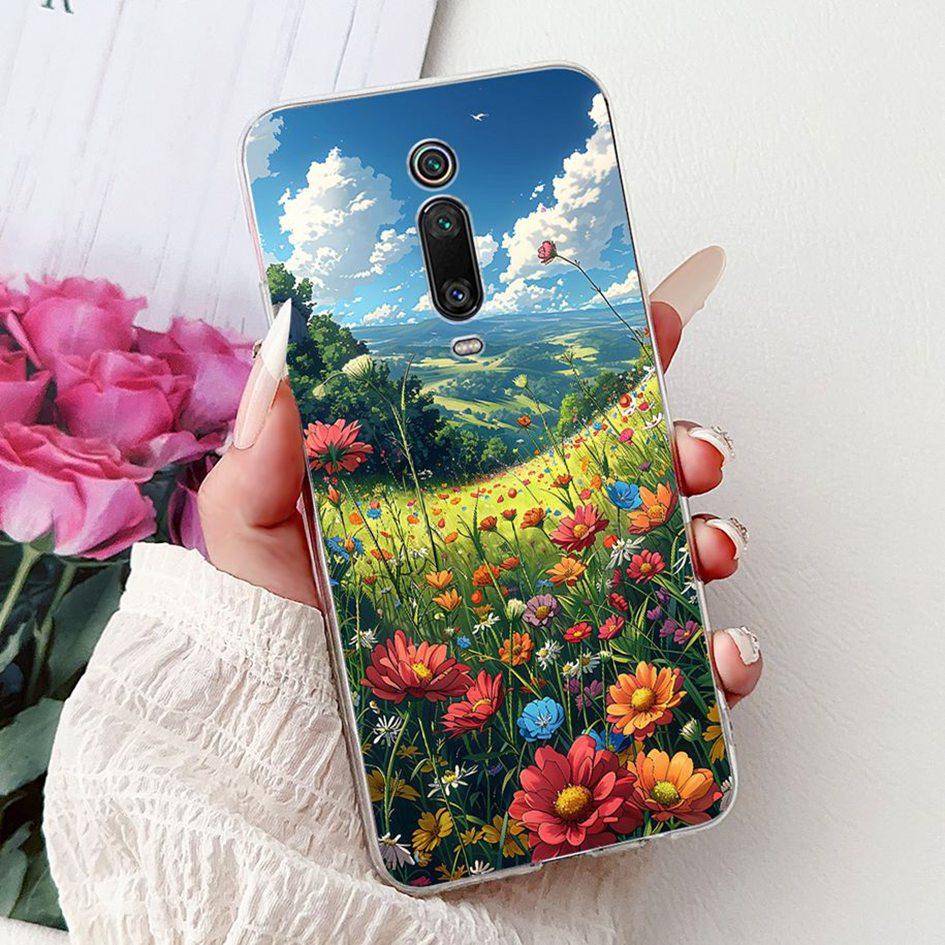 For Xiaomi Mi 9T Case Fashion Flower Shockproof Cover For Xiaomi Mi 9T Pro Redmi K20 Funda For RedmiK20 Pro Mi9T Silicone Bumper