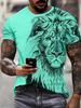 Tiger Men's T-shirt Short-sleeved Summer Outdoor Casual Tops Animal Print Pattern Large Size Loose Men's Fashion Clothing