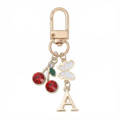 1 шт. Изысканный металлический брелок с 26 английскими буквами, Милый брелок с алфавитом, Современная простота, Подвеска-бабочка, Подвеска-вишня