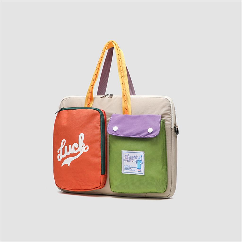 Japanese Dopamine Color Matching Messenger Bag Large Capacity 15.6-inch Dual-purpose Computer Bag Commuting Portable Shoulder Tablet Bag