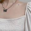 Ожерелье из титановой стали с подвеской в виде ретро-бабочки для женщин - цепочка на ключицу с подвеской в стиле нишевого дизайна с любовным шармом, холодный стиль.