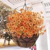 Autumn Artificial Violet Flower with Eucalyptus Leaves 7 Fork Fake Silk Flower Home Festival Table Centerpiece Indoor Outdoor Faux Bloom Decoration