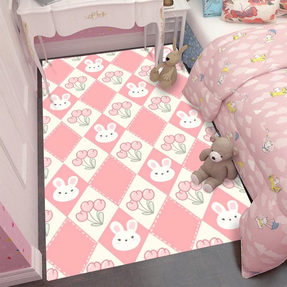 Мультяшный ковер-ковер с кроликом для дома, гостиной, спальни, дивана, придверный коврик, декор, коврик для игровой зоны для детей, напольный коврик, подарок