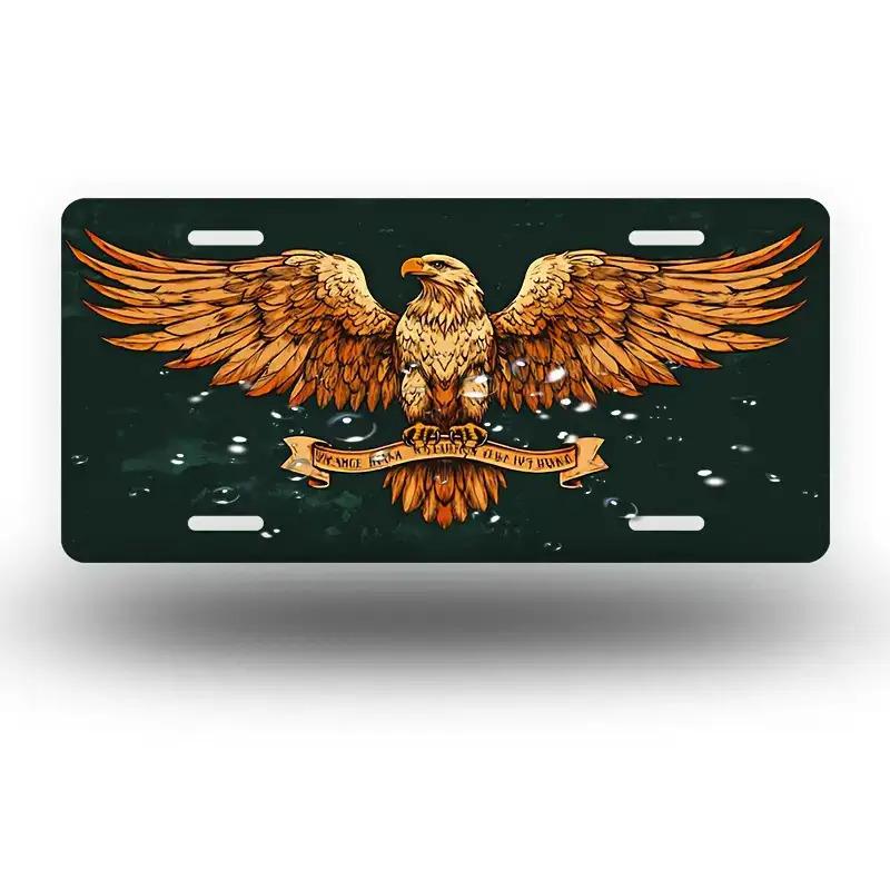 D Flat pcThis Is a Decorative Retro Eagle License Plate Frame And Cover Made of HeavyDuty MaterialIt Features aGoldenGreen
