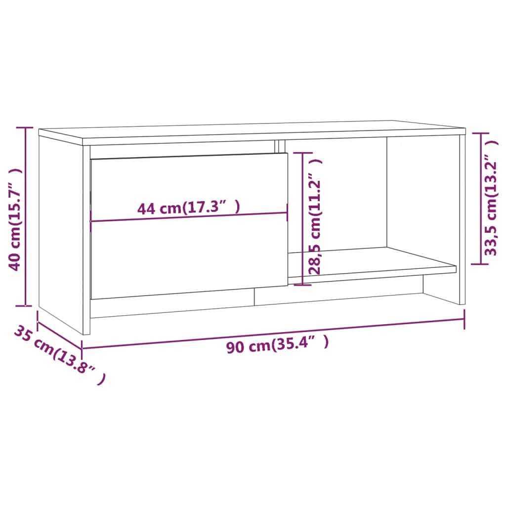 Vidaxl Szafka Pod Tv, Szarość Betonu, 90X35X40 Cm
