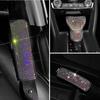 Bling Rhinestones Crystal Car Seat Belt Shoulder Pad Handbrake Cover Gear Shift Cover Auto Bling Accessories Interior for Women