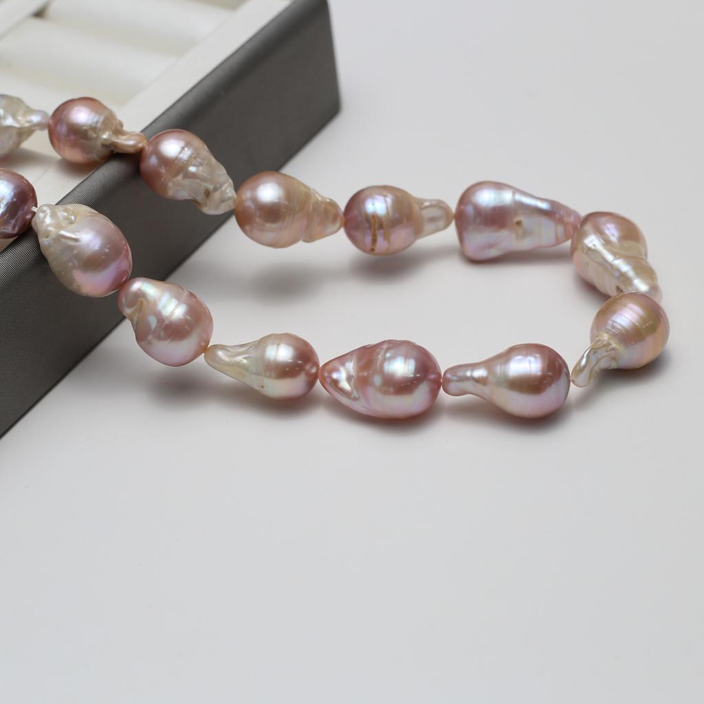 1 нить, Белые разноцветные натуральные пресноводные жемчужины, Ручная работа, Барочные жемчужные бусины для изготовления украшений, Поделки DIY (Бусины 12-15 мм, Длина 36 см)