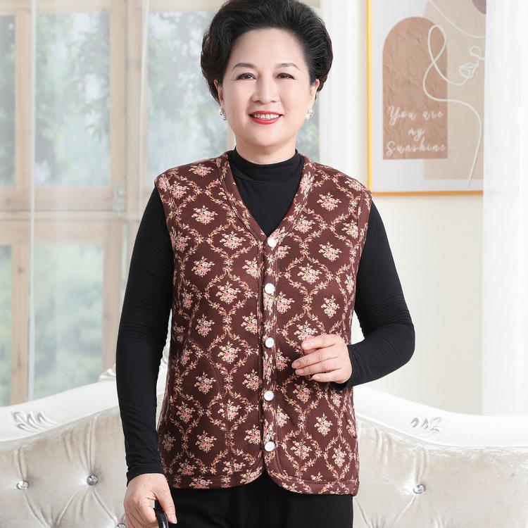 Seniors' Vest Female Grandma Autumn New Vest Jacket Mother Plus Velvet Thickened Vest Elderly Casual Clothes