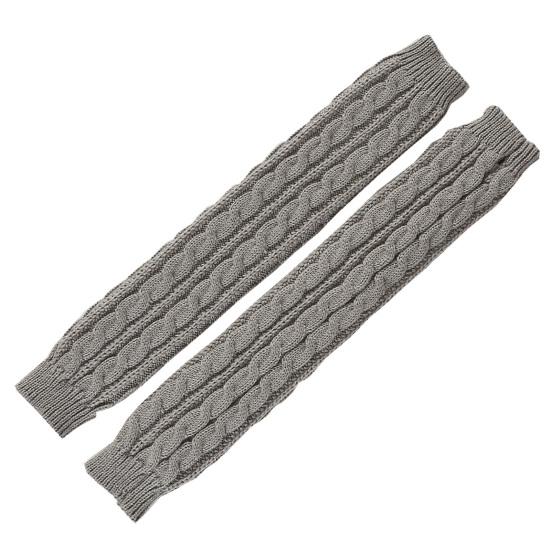 1 Pair Women Arm Warmer Thumbhole Elbow Length Stretchy Knitted Arm Sleeves Keep Warm Solid Color Fingerless Arm Gloves