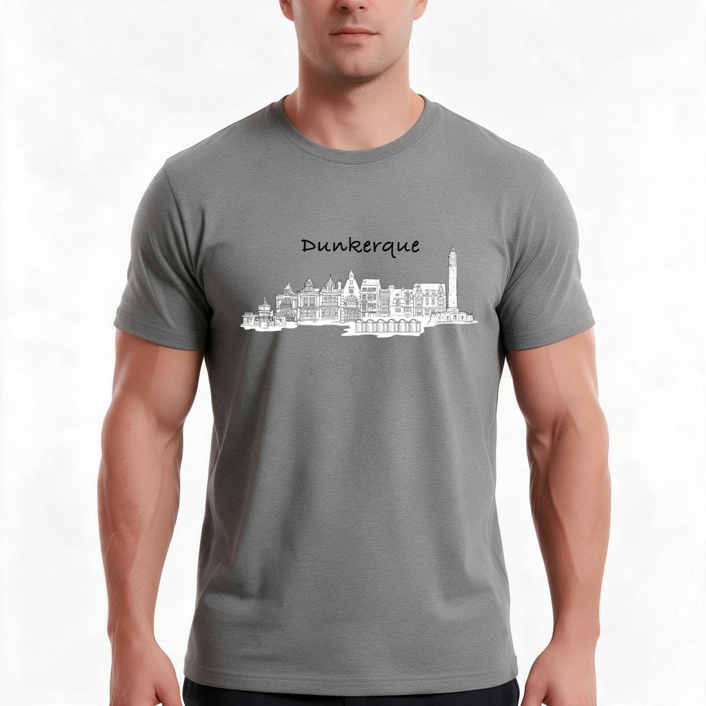 Dunkirk Scenic Tshirt Summer Casual Cotton Tee Oversized Streetwear Tops Vintage Graphic Print Loose Fit Short Sleeve
