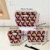with Zipper Makeup Bag Color Plaid Key Case Portable Cosmetic Pouch  for Women Girls