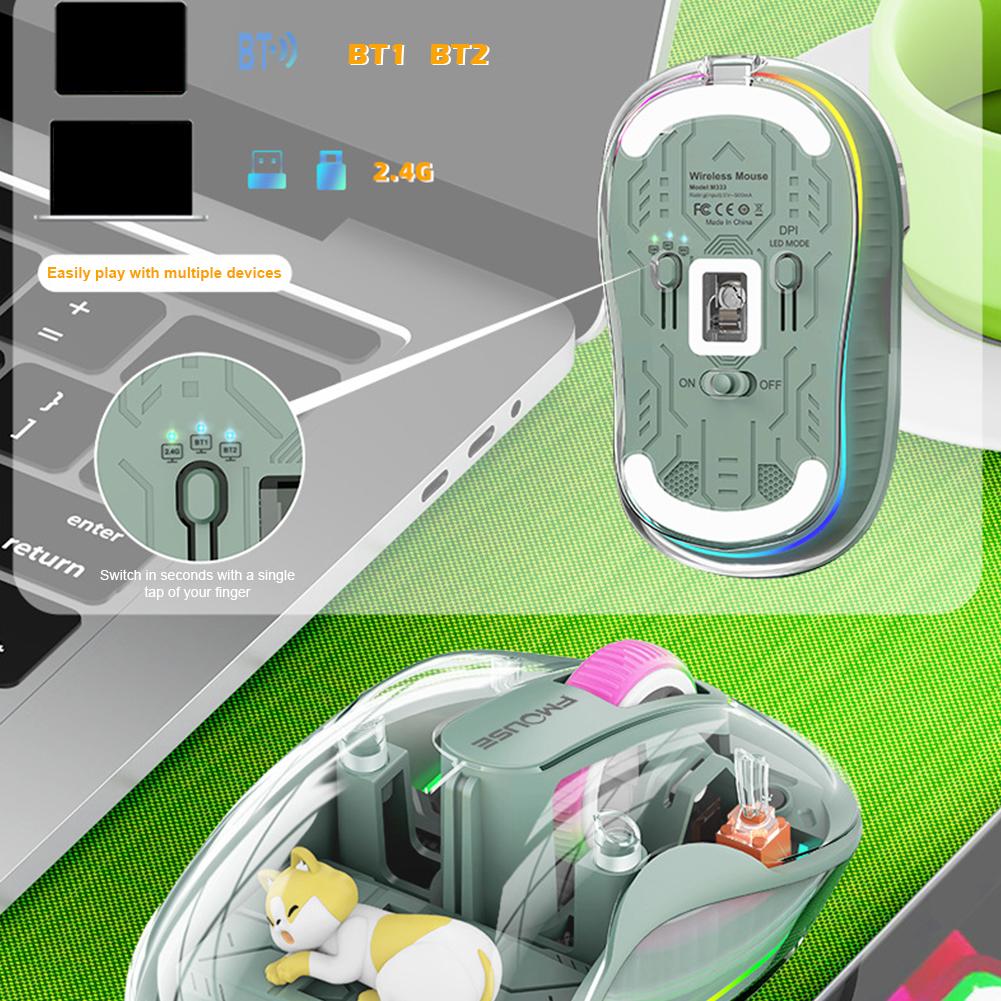 Высококлассная перезаряжаемая мышь Милая кукла 3 режима Беспроводная мышь с индикатором питания Для планшетов Ноутбука iPad Детский подарок Аксессуары