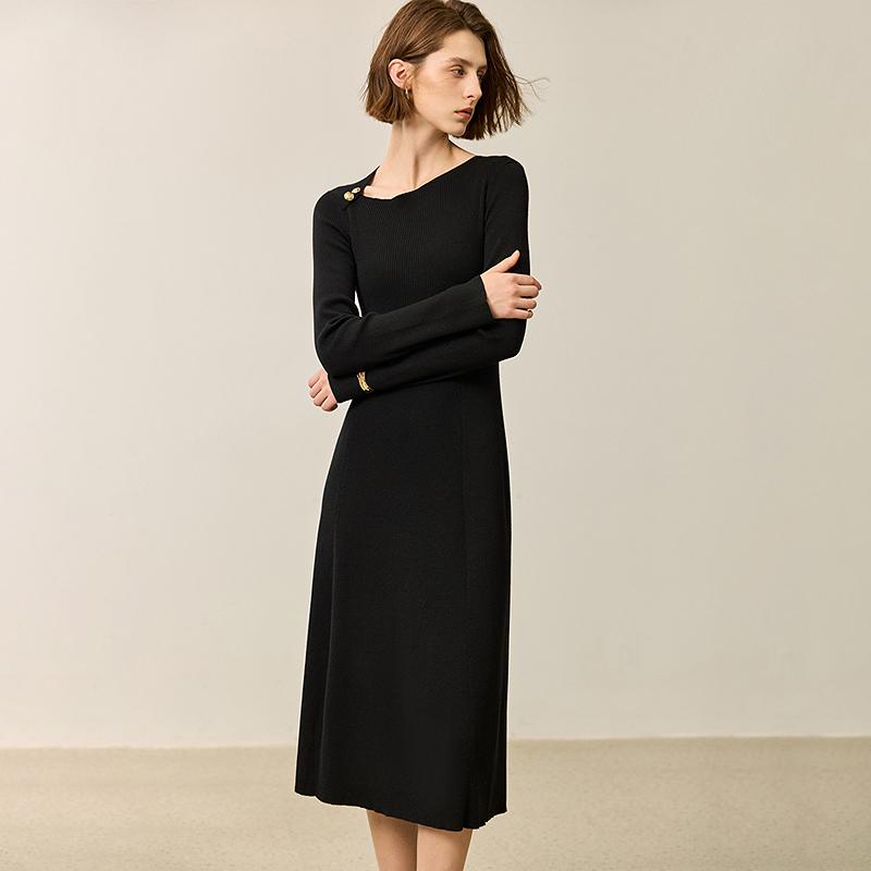 LILY wool waist cinching A-line dress