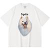 Футболка из 100% хлопка плотностью 230 г/м2 с принтом шпица, забавная футболка из чесаного хлопка в стиле Харадзюку