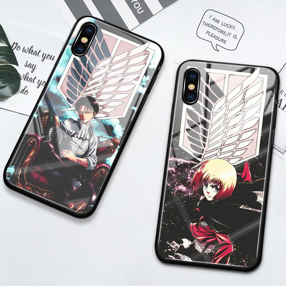 Чехол-накладка из закаленного стекла Attack On Titan для iPhone 11 12 13 14 Pro Max Mini 6 6s 7 8 14 Plus X Xr Xs Max Se2020