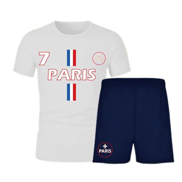 Men's Football Set - Jersey and Shorts - Paris Style White - - White