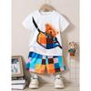 Summer Children's Set Fashion Street Bear Print Two-Piece Suit Casual Style Clothes for Boys and Girls