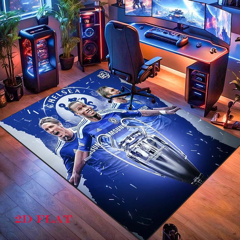 Ковер с логотипом команды Chelsea FC для гостиной, спальни, дома, украшение для дивана, нескользящий коврик для игр детей