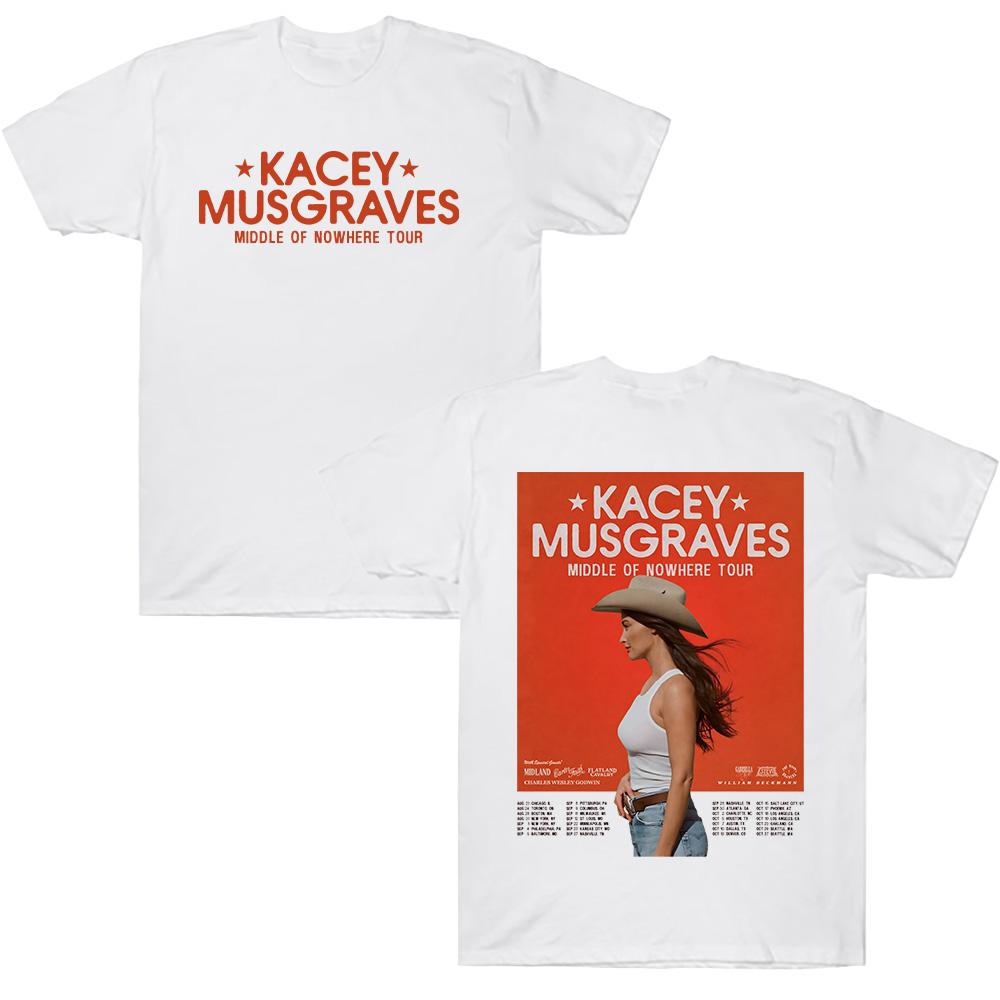Футболки Kacey Musgraves Middle of Nowhere Tour Хлопковые футболки Круглый вырез Короткий рукав Унисекс Высокое качество Свободная удобная одежда