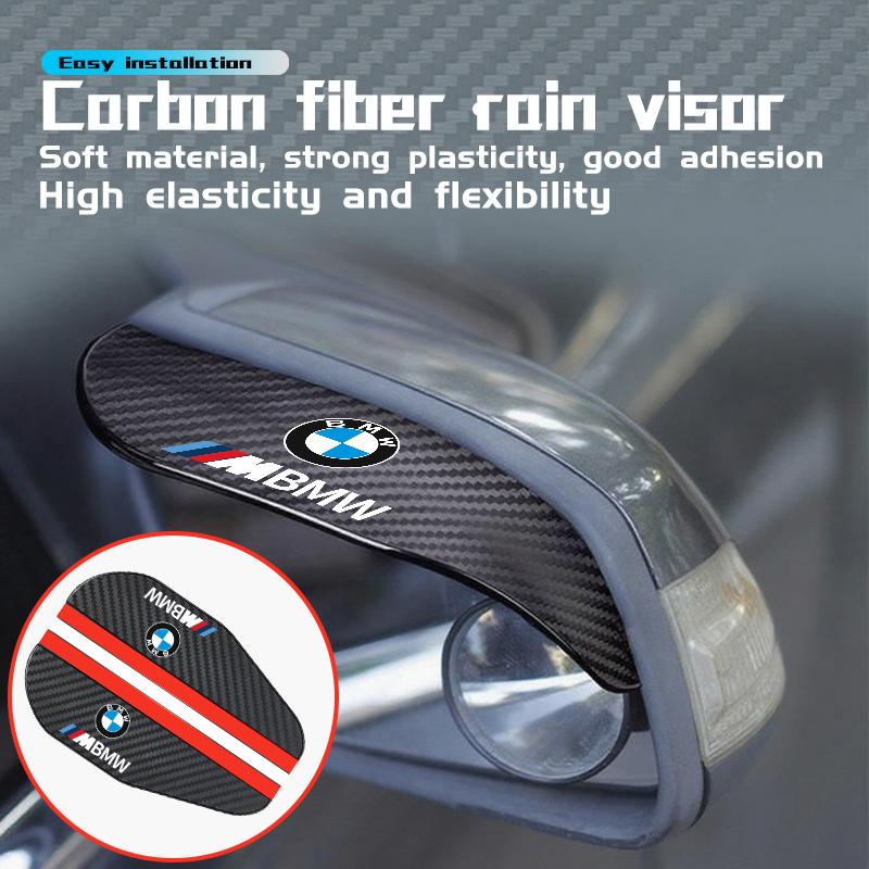 BBKB9 2pcs Car Rearview Mirror Rain Carbon Fiber Protector Stickers For BMW M Performance E36 E46 E60 E90 E91 E92 E93 F30 F20