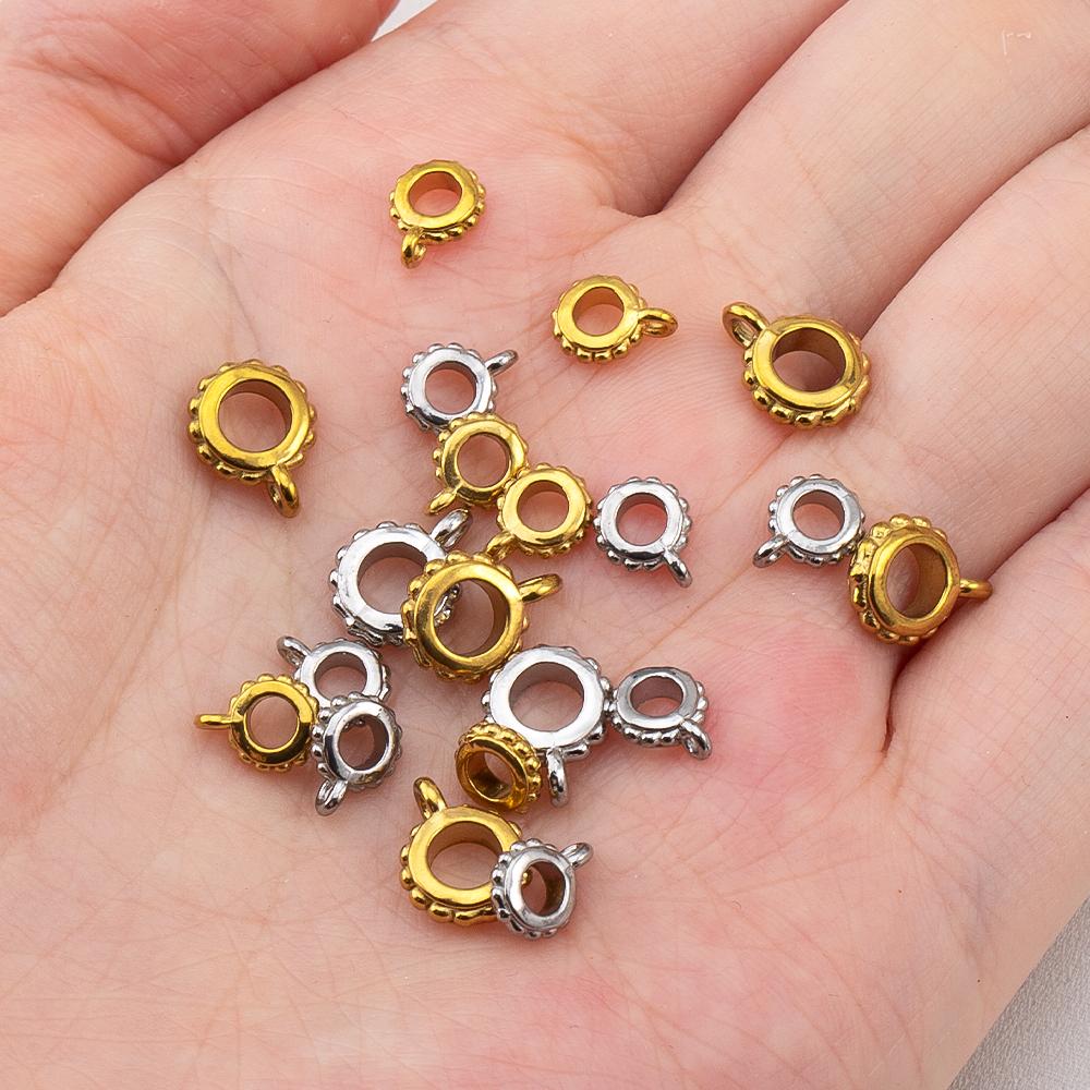 5pcs 10pcs PVD Never Fade Stainless Steel Necklace Pendants Clasps Connectors 6mm 8mm Pinch Clip Bail Charm Beads Jewelry Making