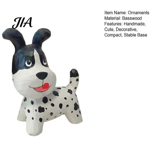Cute Animal Decor for Office Handmade Dalmatian Figurine, Dog Sculpture, Wooden Desk Niche Original Home Ornament Bookshelf, Unique Gift Lovers