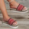 2024 Летние женские тапочки, уличные сандалии, богемный этнический стиль, эспадрильи ручной работы, тапочки на платформе, шлепанцы, женская обувь