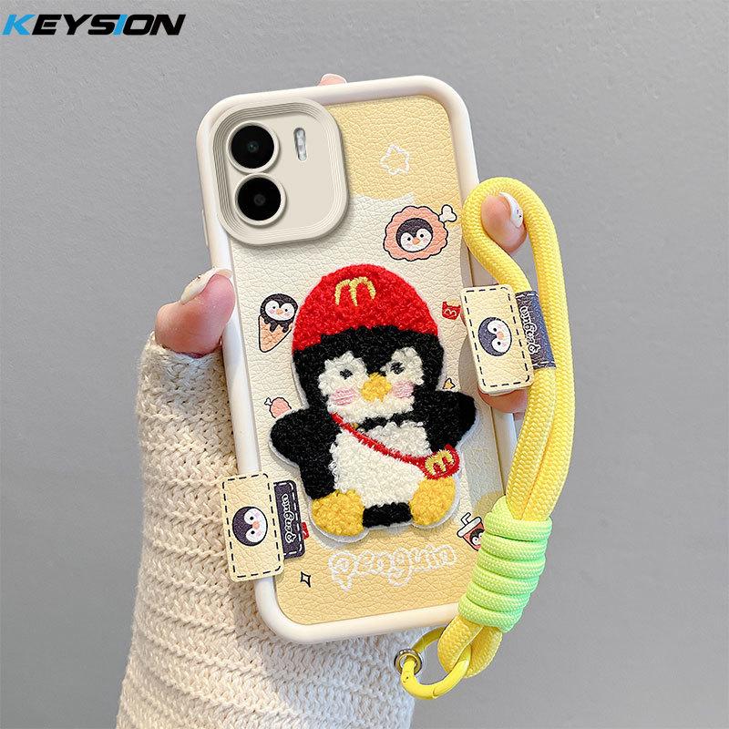 KEYSION Мультяшный милый плюшевый чехол с вышивкой для Redmi A2 A1 со шнурком, силиконовый противоударный чехол для телефона Xiaomi Redmi A1 A2