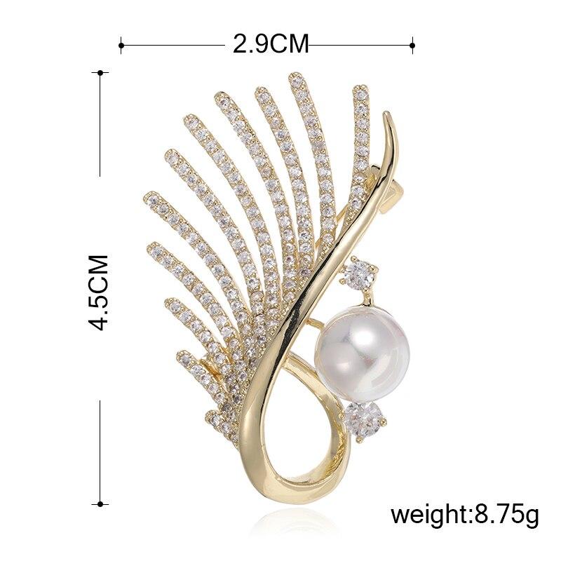 Blucome New Fashion Quality Copper Brooch Wing Shape Corsage Suit Scarf Pin for Women